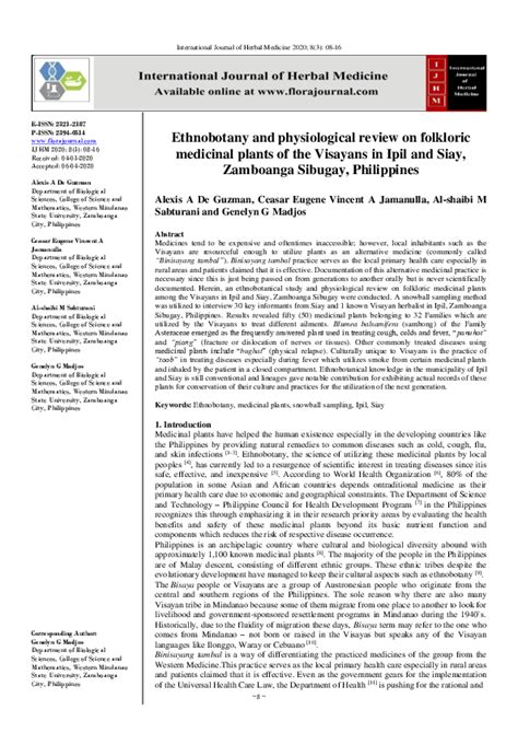 Ethnobotany and physiological review on folkloric medicinal .